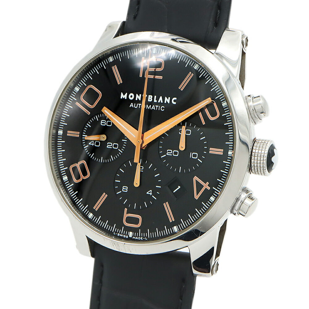 内部点検済 MONTBLANC モンブラン タイムウォーカー クロノグラフ 7069 デイト 30m防水 裏スケ スモールセコンド 黒 ブラック SS ステンレス 純正尾錠 メンズ 自動巻き【6ヶ月保証】【腕時計】【中古】