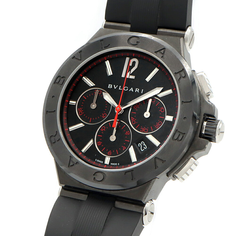 BVLGARI ブルガリ ディアゴノ クロノグラフ DG42SCCH デイト スモールセコンド 黒 ブラック SS ステンレス 純正尾錠 メンズ 自動巻き【6ヶ月保証】【腕時計】【中古】