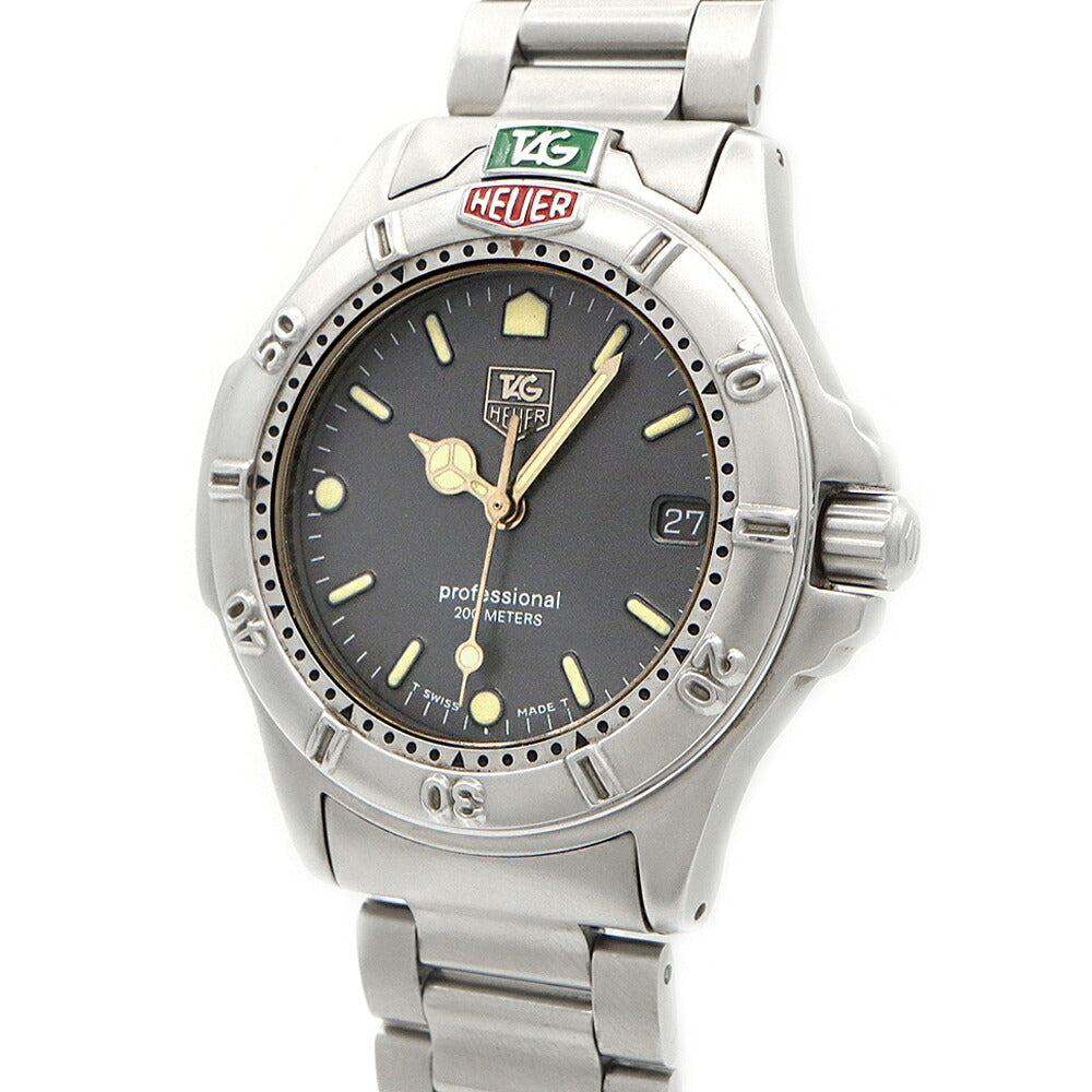 電池交換済 TAG Heuer タグホイヤー プロフェッショナル200 999.213A デイト 200m防水 グレー SS ステンレス メンズ レディース ボーイズ クォーツ【6ヶ月保証】【腕時計】【中古】