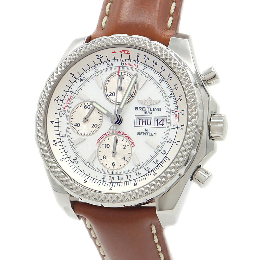BREITLING ブライトリング ベントレーGT A13362 クロノグラフ 100m防水 デイデイト 白 ホワイト SS ステンレス 純正バックル メンズ 自動巻き【自社保証6ヶ月】【腕時計】【中古】