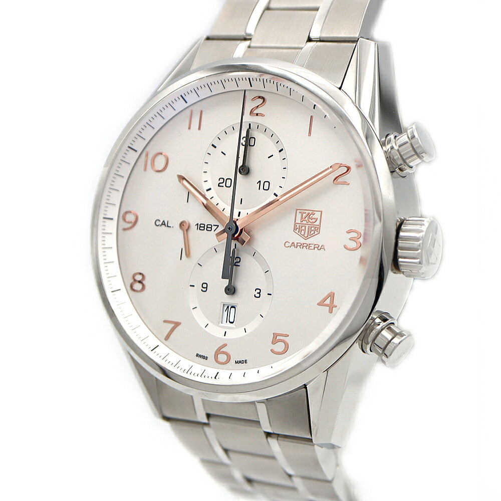 TAG Heuer タグホイヤー カレラ キャリバー1887 クロノグラフ CAR2012 デイト 100m防水 裏スケ シルバー SS ステンレス メンズ 自動巻き【6ヶ月保証】【腕時計】【中古】