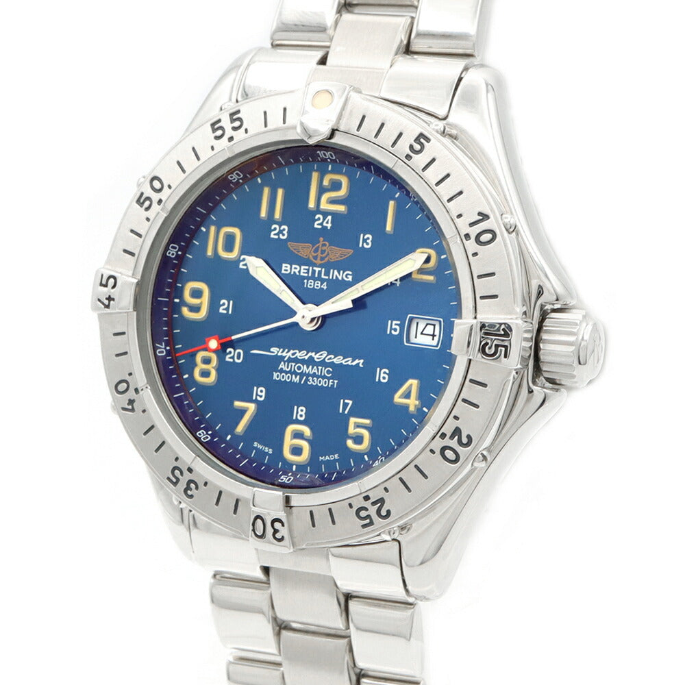内部点検済 BREITLING ブライトリング スーパーオーシャン A17040 デイト 1000m防水 青 ブルー SS ステンレス メンズ 自動巻き【6ヶ月保証】【腕時計】【中古】