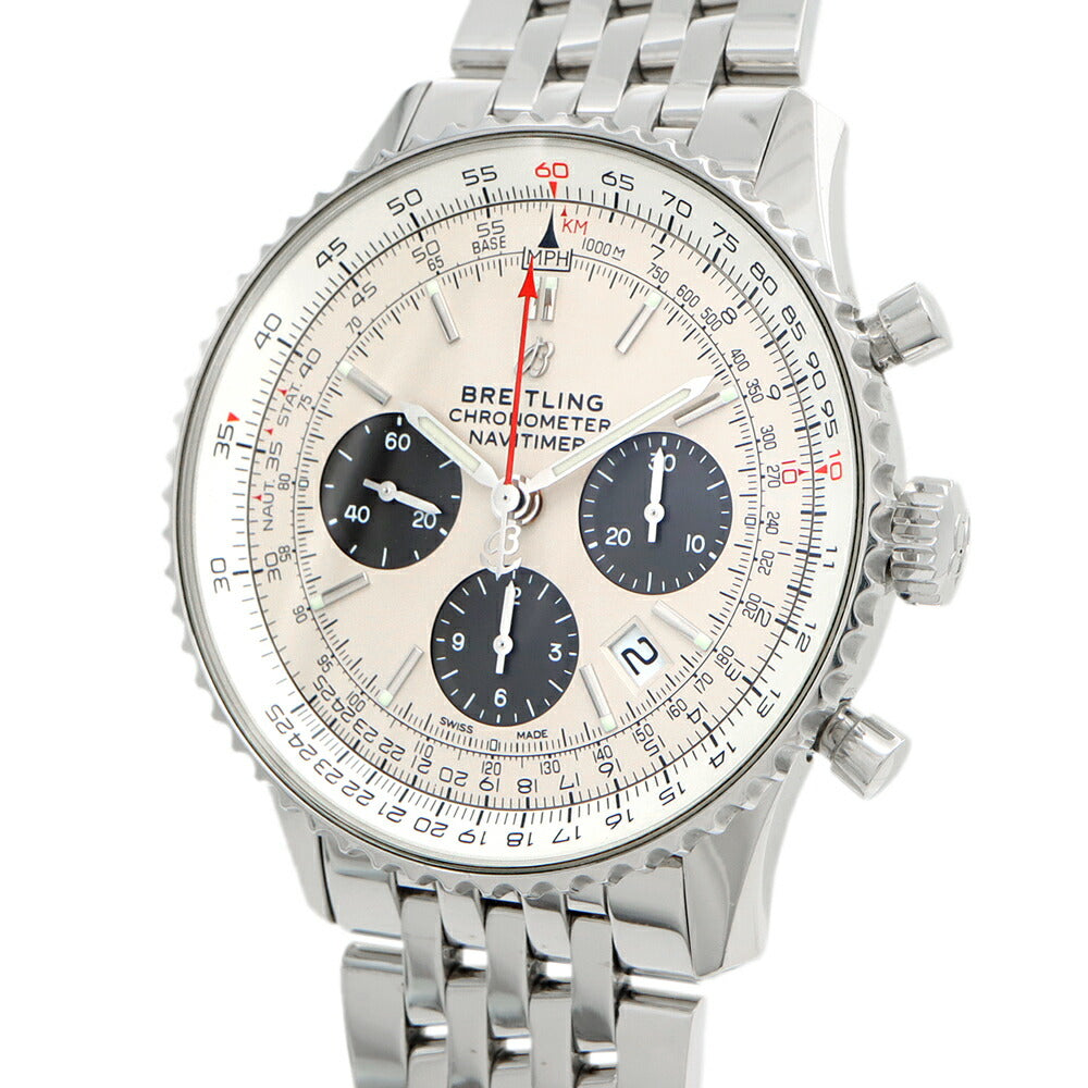 BREITLING ブライトリング ナビタイマー B01 クロノグラフ AB0121 デイト スモールセコンド 裏スケ シルバー SS ステンレス メンズ 自動巻き【6ヶ月保証】【腕時計】【中古】