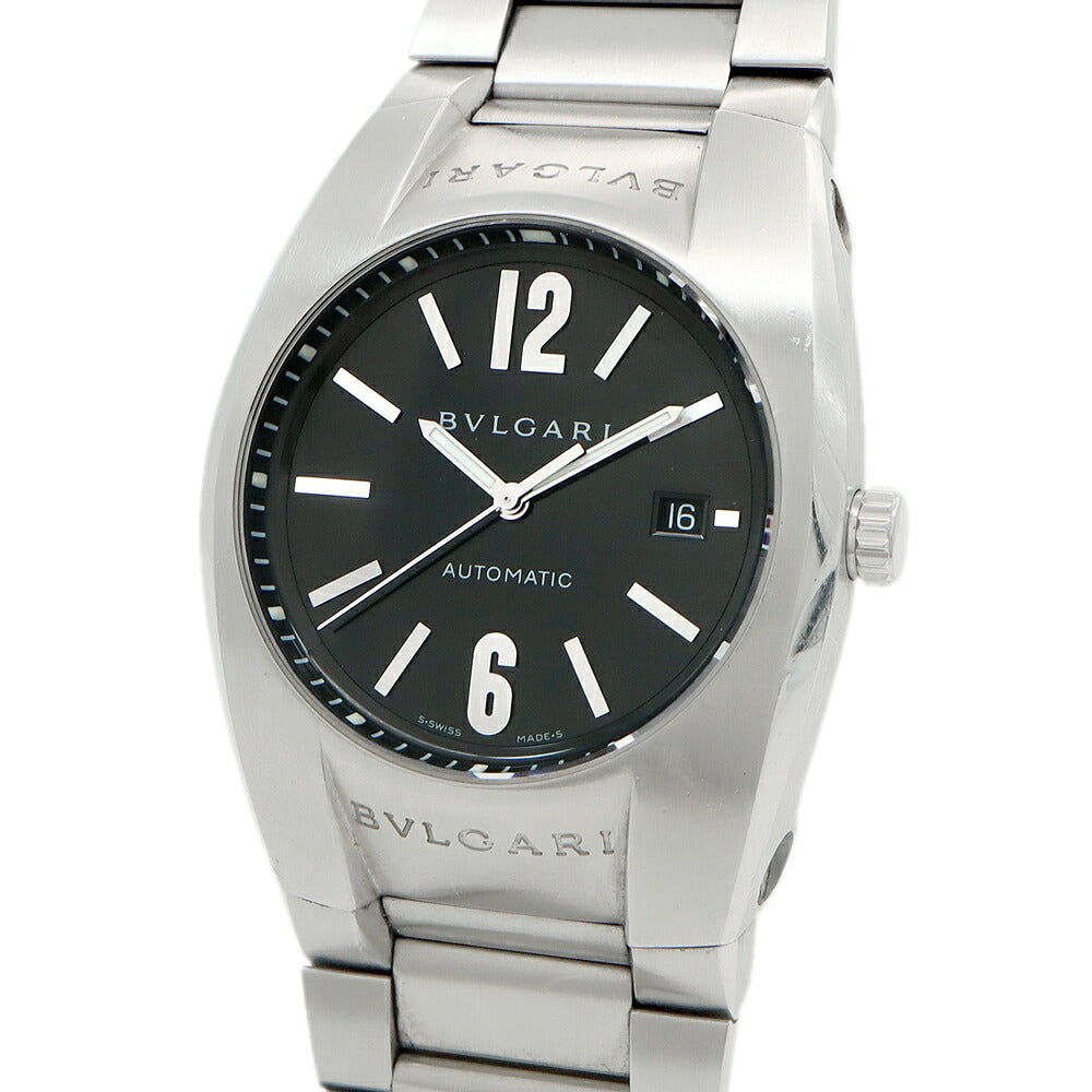 内部点検済 BVLGARI ブルガリ エルゴン EG40S デイト 黒 ブラック SS ステンレス メンズ 自動巻き【6ヶ月保証】【腕時計】【中古】