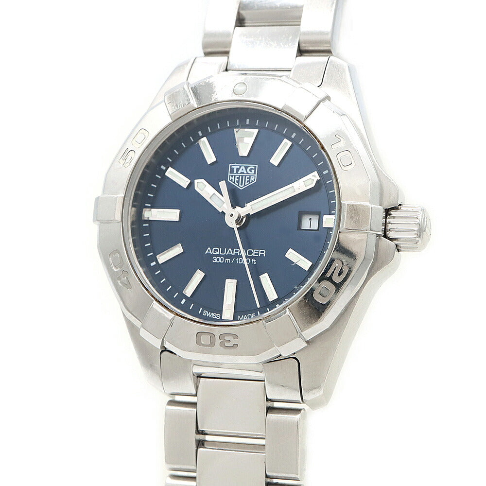 電池交換済 TAG Heuer タグホイヤー アクアレーサー WBD1412 デイト 300m防水 青 ブルー SS ステンレス レディース クォーツ【6ヶ月保証】【腕時計】【中古】
