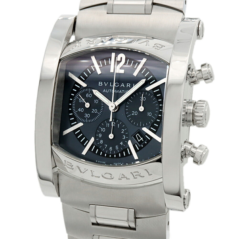 BVLGARI ブルガリ アショーマ クロノグラフ AA44SCH デイト ブルーグレー SS ステンレス メンズ 自動巻き【6ヶ月保証】【腕時計】【中古】