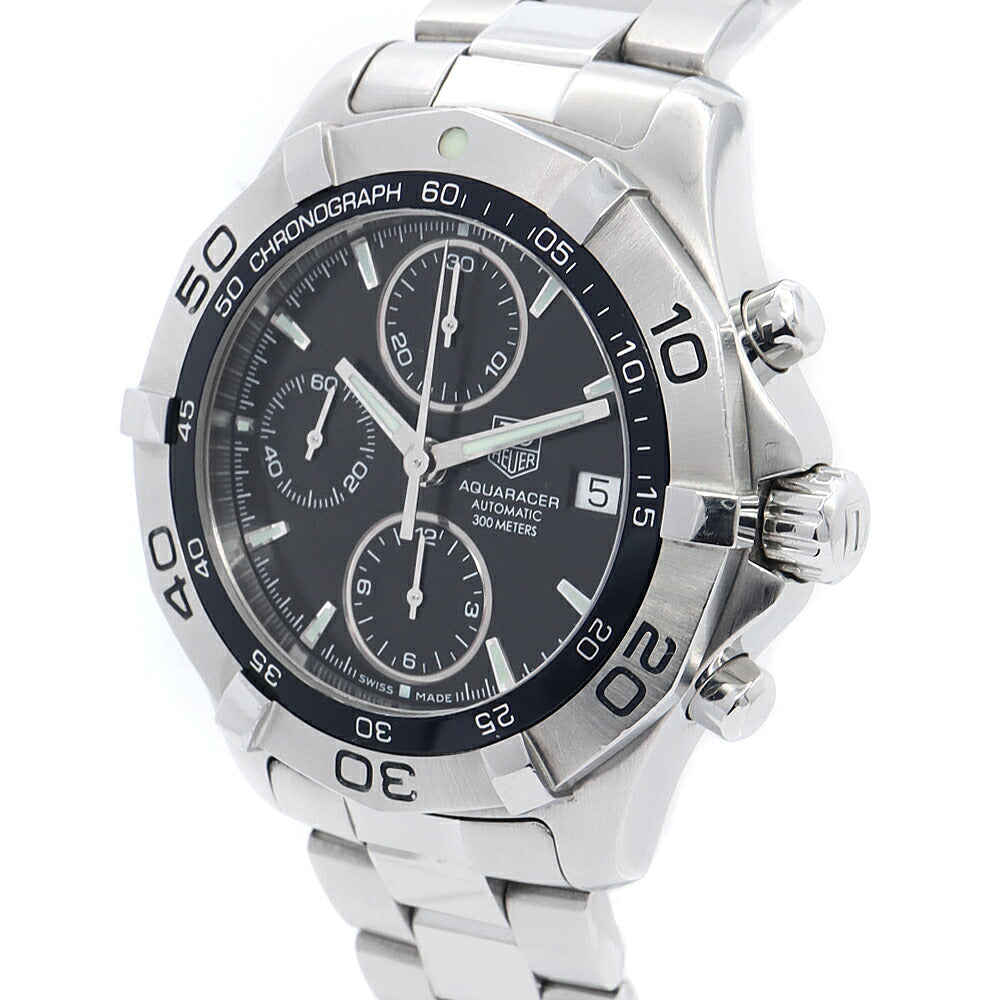 TAG Heuer タグホイヤー アクアレーサー クロノグラフ CAF2110 BA0809 デイト 300m防水 黒 ブラック SS ステンレス メンズ 自動巻き【6ヶ月保証】【腕時計】【中古】