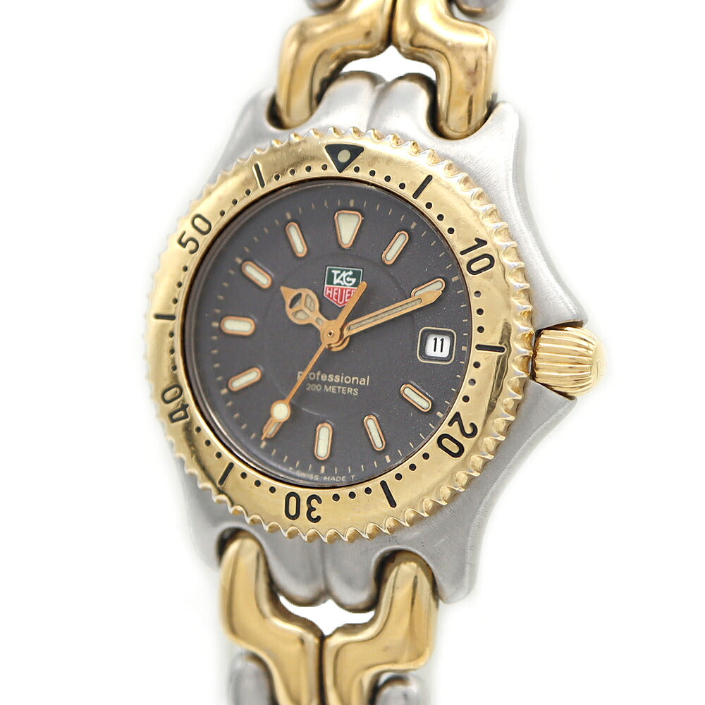電池交換済 TAG Heuer タグホイヤー S/el セル プロフェッショナル WG1320 デイト 200m防水 グレー SS ステンレス YGP イエローゴールド コンビ レディース クォーツ【6ヶ月保証】【腕時計】【中古】