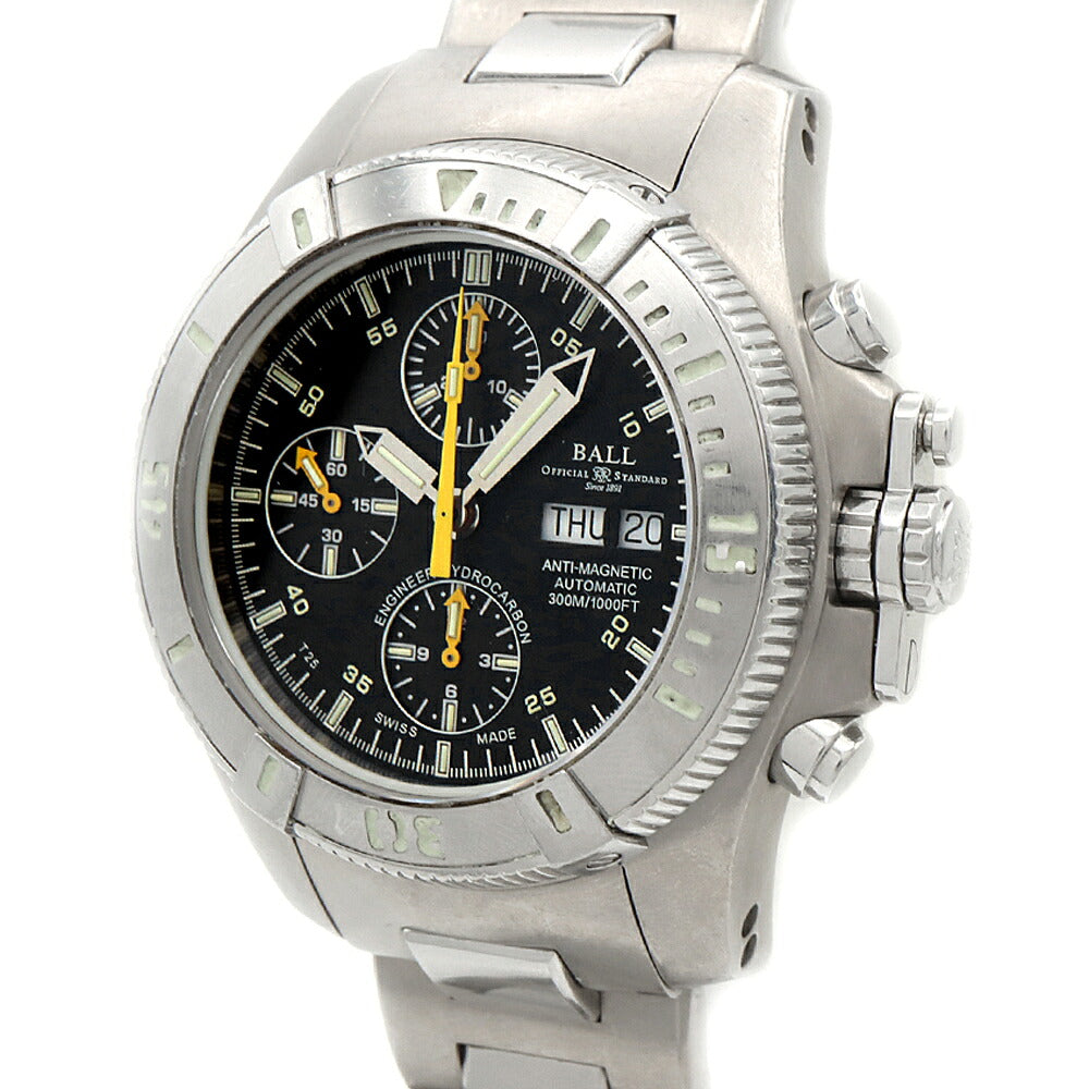 内部点検済 BALL ボール ウォッチ エンジニア ハイドロカーボン クロノグラフ DC1016A-SJ-BK 300m防水 デイデイト 黒 ブラック Ti チタン SS ステンレス メンズ 自動巻き【6ヶ月保証】【腕時計】【中古】