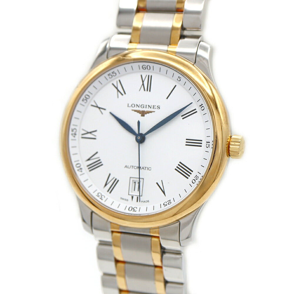 LONGINES ロンジン マスターコレクション L2.628.5 デイト 30m防水 裏スケ 白 ホワイト YG イエローゴールド SS ステンレス コンビ メンズ 自動巻き【6ヶ月保証】【腕時計】【中古】