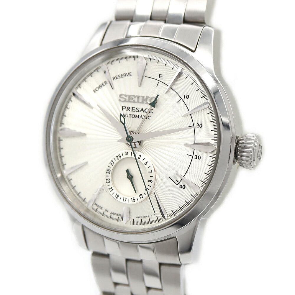 SEIKO セイコー プレザージュ カクテルタイム 4R57-00E0 SARY079 デイト パワーリザーブ 裏スケ シルバー SS ステンレス メンズ 自動巻き プレサージュ【6ヶ月保証】【腕時計】【中古】