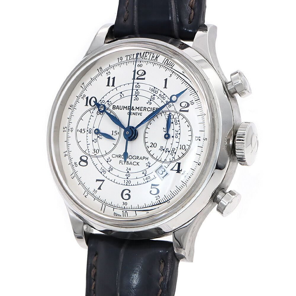内部点検済 Baume & Mercier ボーム&メルシェ ケープランド フライバック クロノグラフ 10006 デイト 50m防水 白 ホワイト SS ステンレス 純正尾錠 メンズ 自動巻き【6ヶ月保証】【腕時計】【中古】