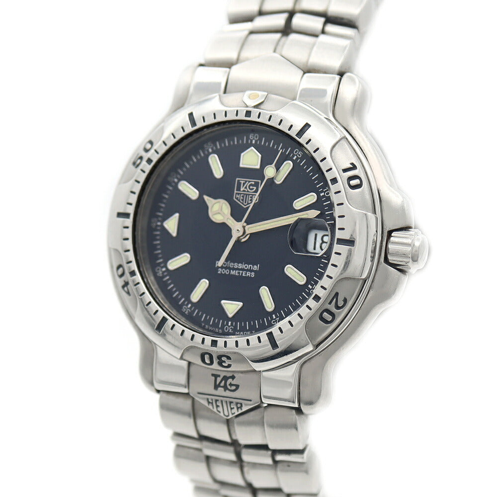 電池交換済 TAG Heuer タグホイヤー 6000シリーズ WH1215 200m防水 デイト ネイビー SS ステンレス メンズ 自動巻き【6ヶ月保証】【腕時計】【中古】
