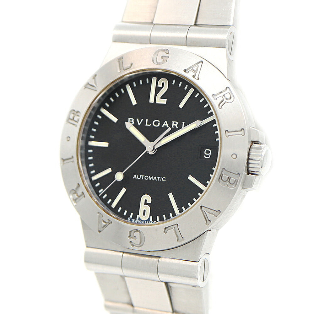 BVLGARI ブルガリ ディアゴノ スポーツ LCV35S デイト 黒 ブラック SS ステンレス メンズ 自動巻き【6ヶ月保証】【腕時計】【中古】