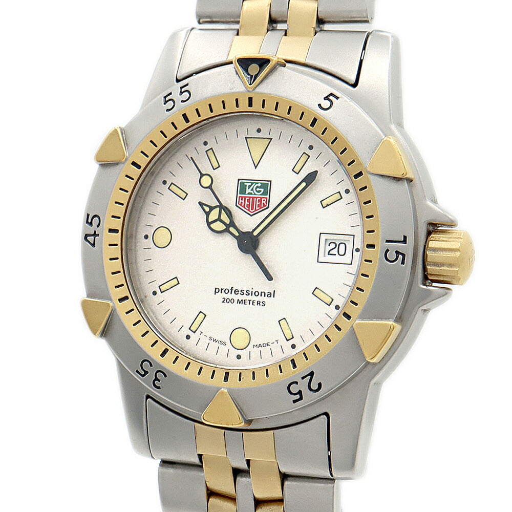 電池交換済 TAG Heuer タグホイヤー プロフェッショナル WD1221 デイト 200m防水 シルバー YGP イエローゴールド SS ステンレス コンビ メンズ クォーツ【6ヶ月保証】【腕時計】【中古】