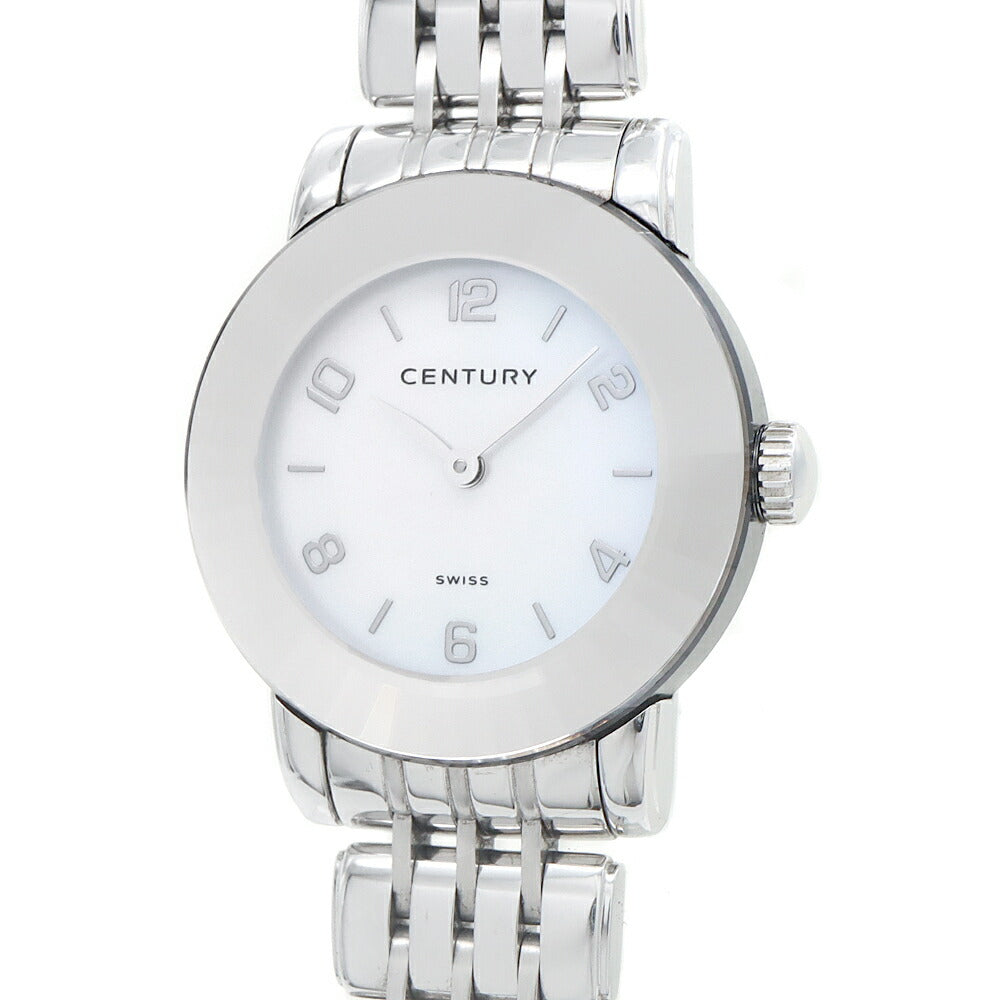 電池交換済 CENTURY センチュリー エレガンス 648.7.S.N1I.12.SF 100m防水 白 ホワイトシェル SS ステンレス レディース クォーツ【6ヶ月保証】【腕時計】【中古】