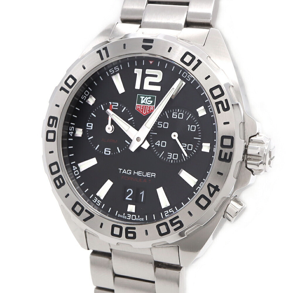電池交換済 TAG Heuer タグホイヤー フォーミュラ 1 WAZ111A デイト 200m防水 黒 ブラック SS ステンレス メンズ クォーツ【6ヶ月保証】【腕時計】【中古】