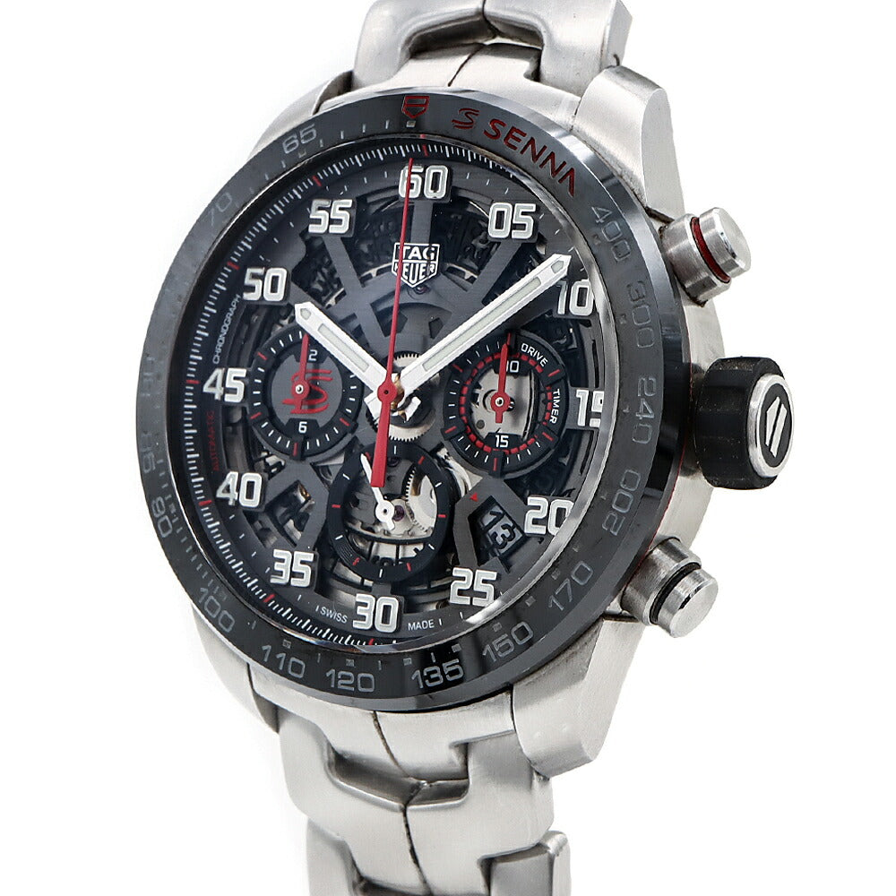 TAG Heuer タグホイヤー カレラ キャリバー ホイヤー02 アイルトン セナ クロノグラフ CBG2013 タキメーター 100m防水 デイト スケルトン グレー SS ステンレス CE セラミック メンズ 自動巻き【6ヶ月保証】【腕時計】【中古】