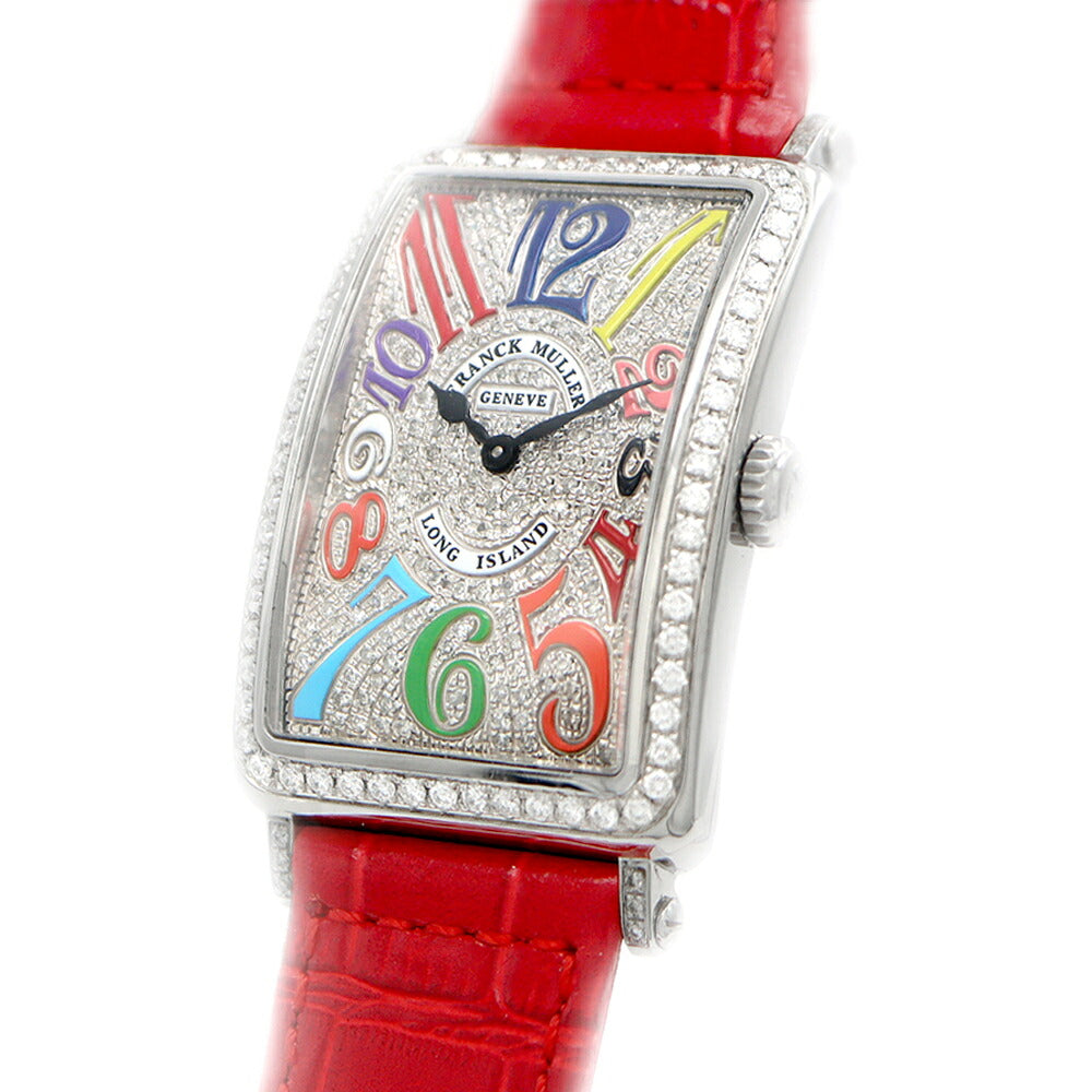 電池交換済 FRANCK MULLER フランクミュラー ロングアイランド ダイヤベゼル ダイヤ文字盤 952QZ ダイヤモンド SS ステンレス 純正ベルト 純正尾錠 アフターダイヤ レディース クォーツ【6ヶ月保証】【中古】【腕時計】