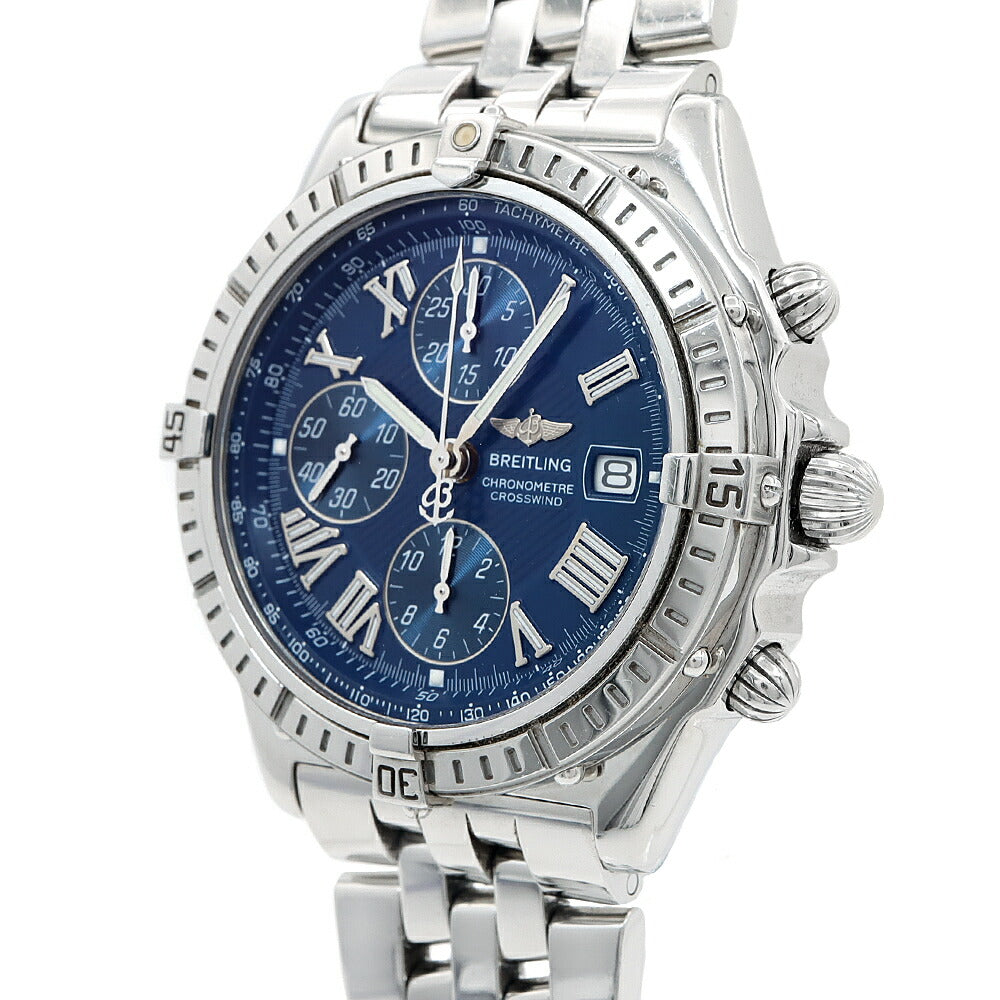 BREITLING ブライトリング クロスウィンド A13355 クロノグラフ デイト 100m防水 青 ブルー SS ステンレス メンズ 自動巻き 【6ヶ月保証】【腕時計】【中古】