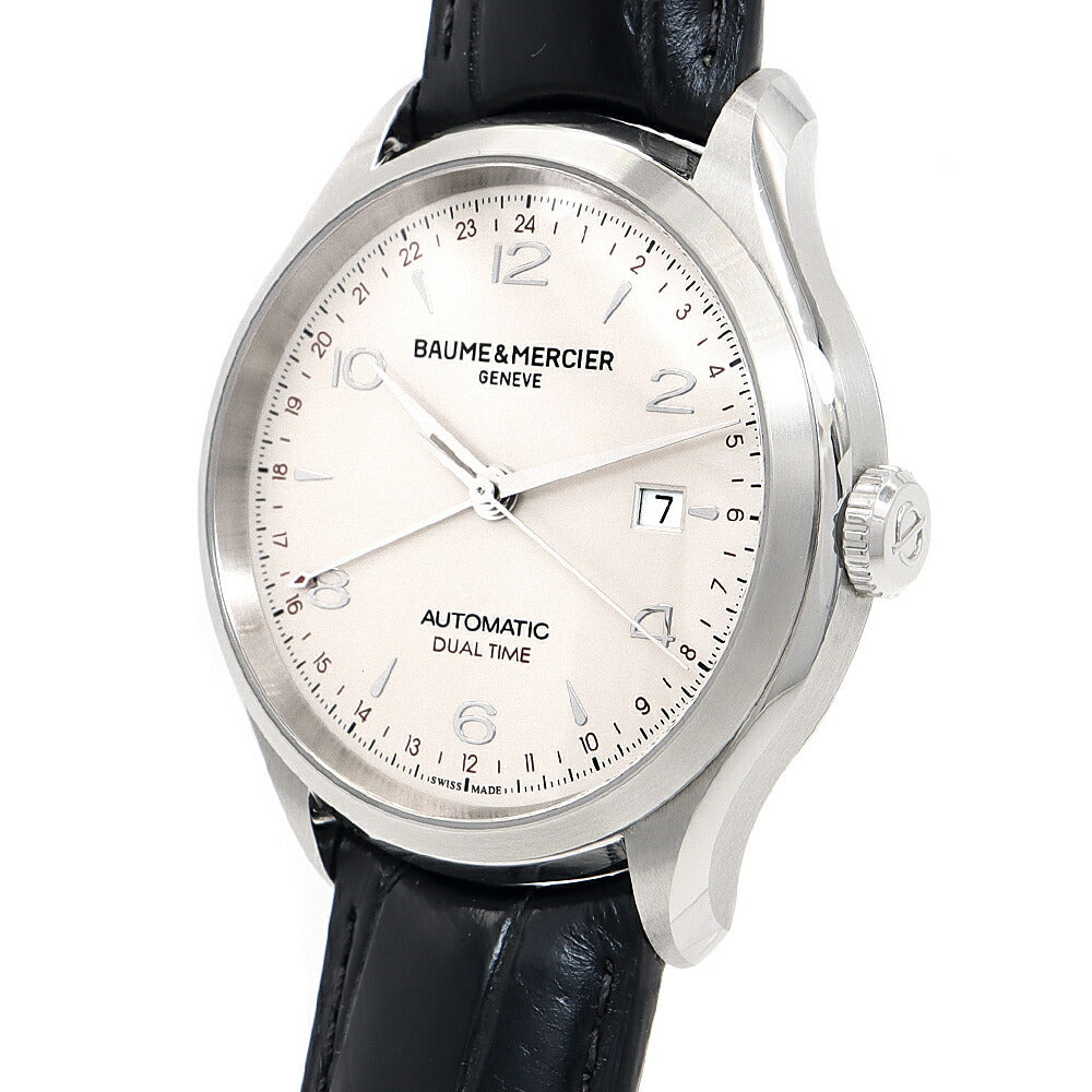 BAUME&MERCIER ボーム&メルシェ クリフトン GMT 65730 50m防水 デイト シルバー SS ステンレス 純正ベルト 純正尾錠 メンズ 自動巻き【6ヶ月保証】【腕時計】【中古】