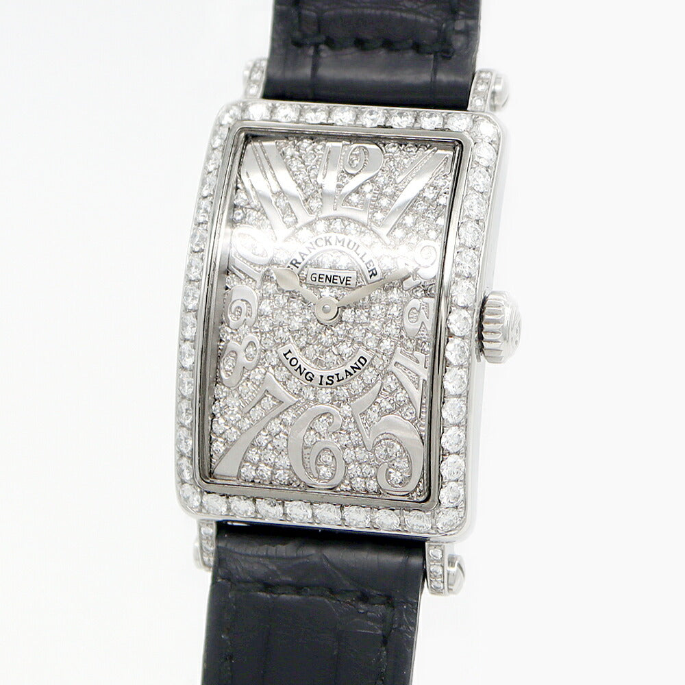 電池交換済 FRANCK MULLER フランクミュラー ロングアイランド ダイヤベゼル ダイヤ文字盤 902QZ ダイヤモンド SS ステンレス 純正ベルト 純正尾錠 アフターダイヤ レディース クォーツ【6ヶ月保証】【中古】【腕時計】