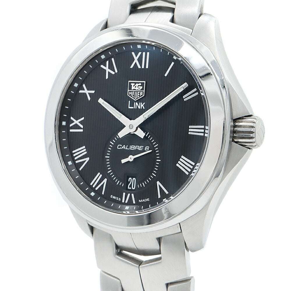 TAG Heuer タグホイヤー リンク キャリバー6 WAT2114 100m防水 デイト 裏スケ 黒 ブラック SS ステンレス メンズ 自動巻き【6ヶ月保証】【腕時計】【中古】