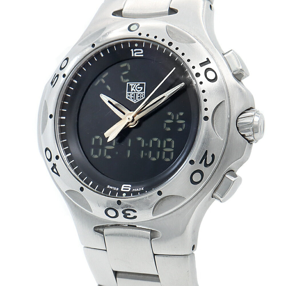 電池交換済 TAG Heuer タグホイヤー キリウム フォーミュラ1 CL111A クロノグラフ 200m防水 GMT 黒 ブラック SS ステンレス メンズ デジアナ クォーツ【6ヶ月保証】【腕時計】【中古】