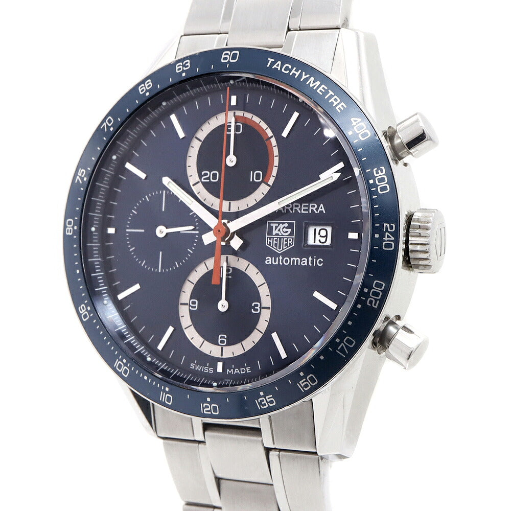 内部点検済 TAG Heuer タグホイヤー カレラ キャリバー16 クロノグラフ CV2015 BA0786 タキメーター デイト 裏スケ 50m防水 青 ブルー SS ステンレス メンズ 自動巻き【6ヶ月保証】【腕時計】【中古】