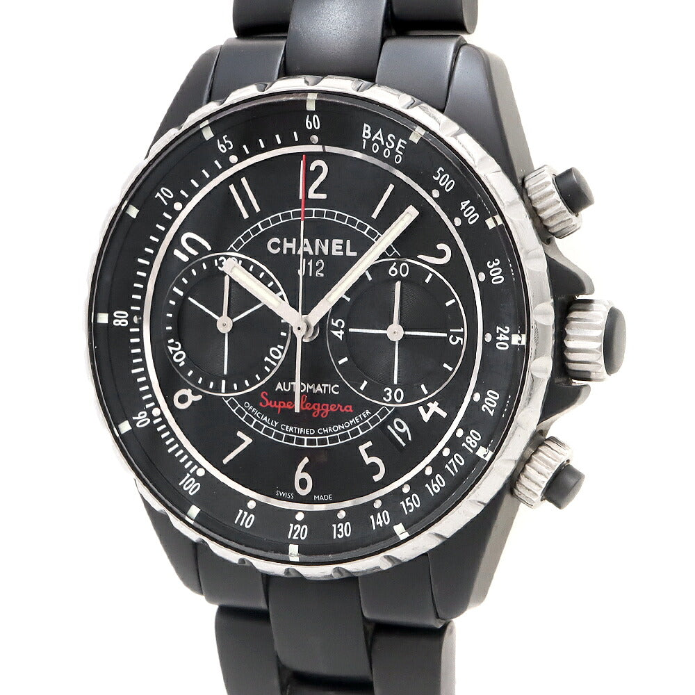 内部点検済 CHANEL シャネル J12 スーパーレッジェーラ 41mm H3409 クロノグラフ 200m防水 デイト 黒 ブラック CE セラミック SS ステンレス メンズ 自動巻き【6ヶ月保証】【腕時計】【中古】