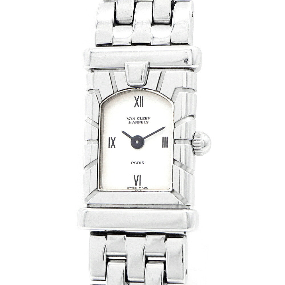 電池交換済 VanCleef&Arppels ヴァンクリーフ&アーペル ファサード 531963T5 白 ホワイト SS ステンレス レディース クォーツ【6ヶ月保証】【腕時計】【中古】