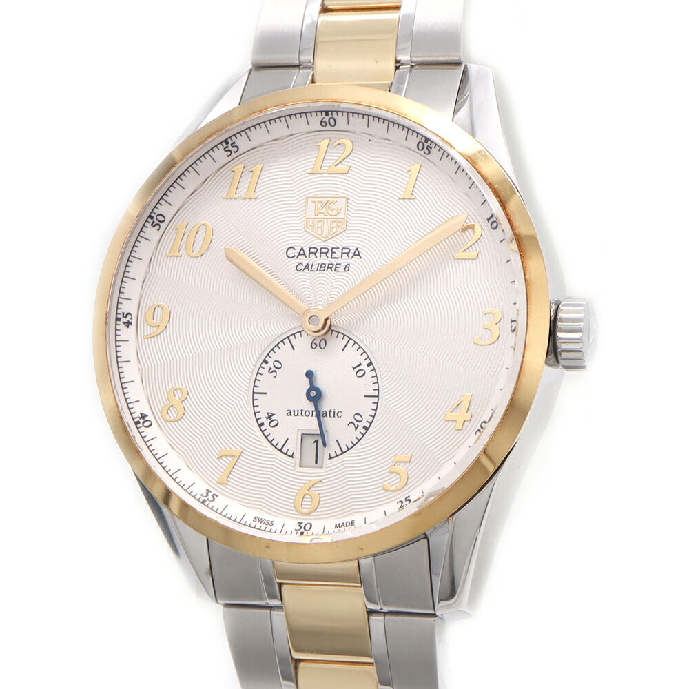 TAG Heuer タグホイヤー カレラ ヘリテージ キャリバー6 WAS2150 BD0733 デイト 100m防水 裏スケ シルバー YG イエローゴールド SS ステンレス コンビ メンズ 自動巻き【6ヶ月保証】【腕時計】【中古】