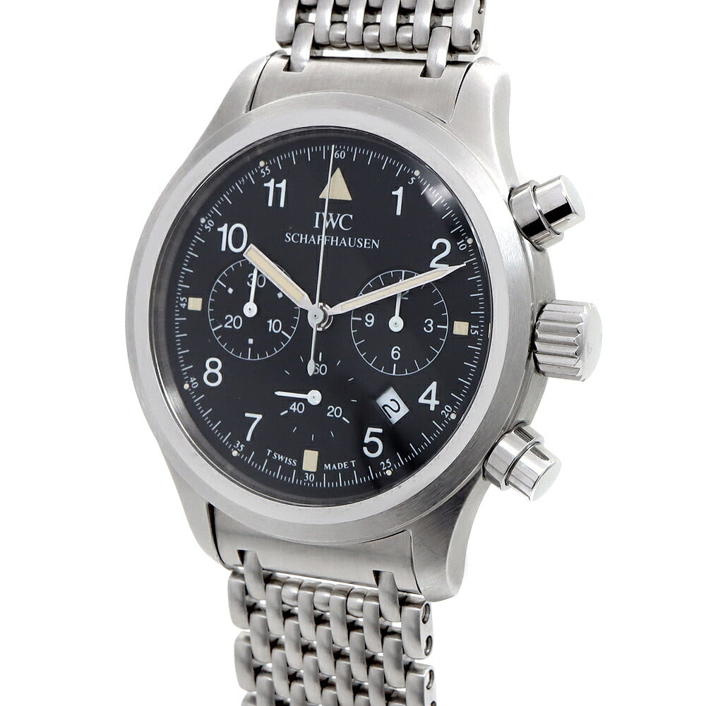 電池交換済 IWC インターナショナルウォッチカンパニー フリーガー クロノグラフ IW374102 デイト 黒 ブラック SS ステンレス メンズ クォーツ 【6ヶ月保証】【腕時計】【中古】