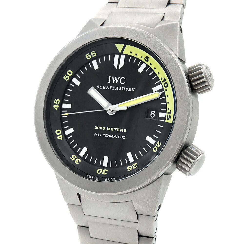 内部点検済 IWC インターナショナルウォッチカンパニー アクアタイマー 2000 IW353803 デイト 2000m防水 黒 ブラック Ti チタン メンズ 自動巻き【6ヶ月保証】【腕時計】【中古】