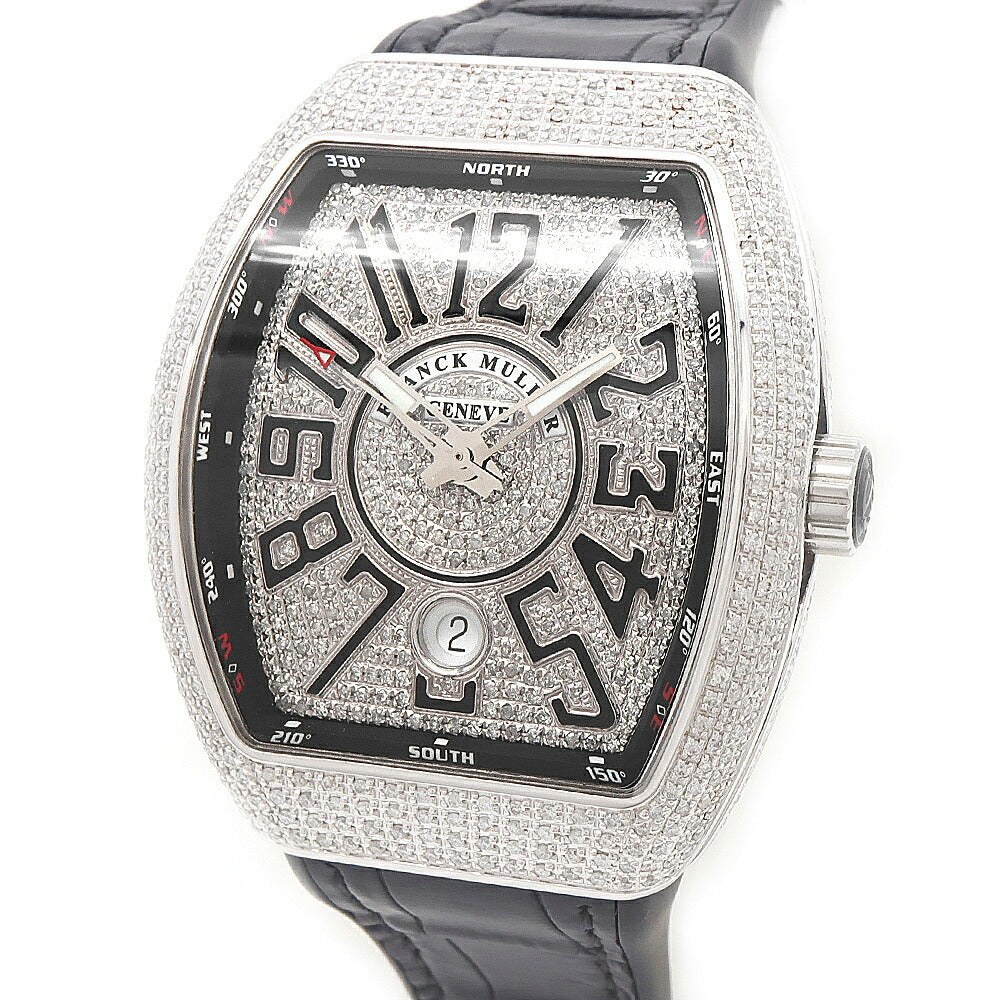 FRANCK MULLER フランクミュラー ヴァンガード ダイヤベゼル V41SCDT ダイヤモンド ダイヤ文字盤 デイト SS ステンレス アフターダイヤ メンズ 自動巻き【6ヶ月保証】【中古】【腕時計】