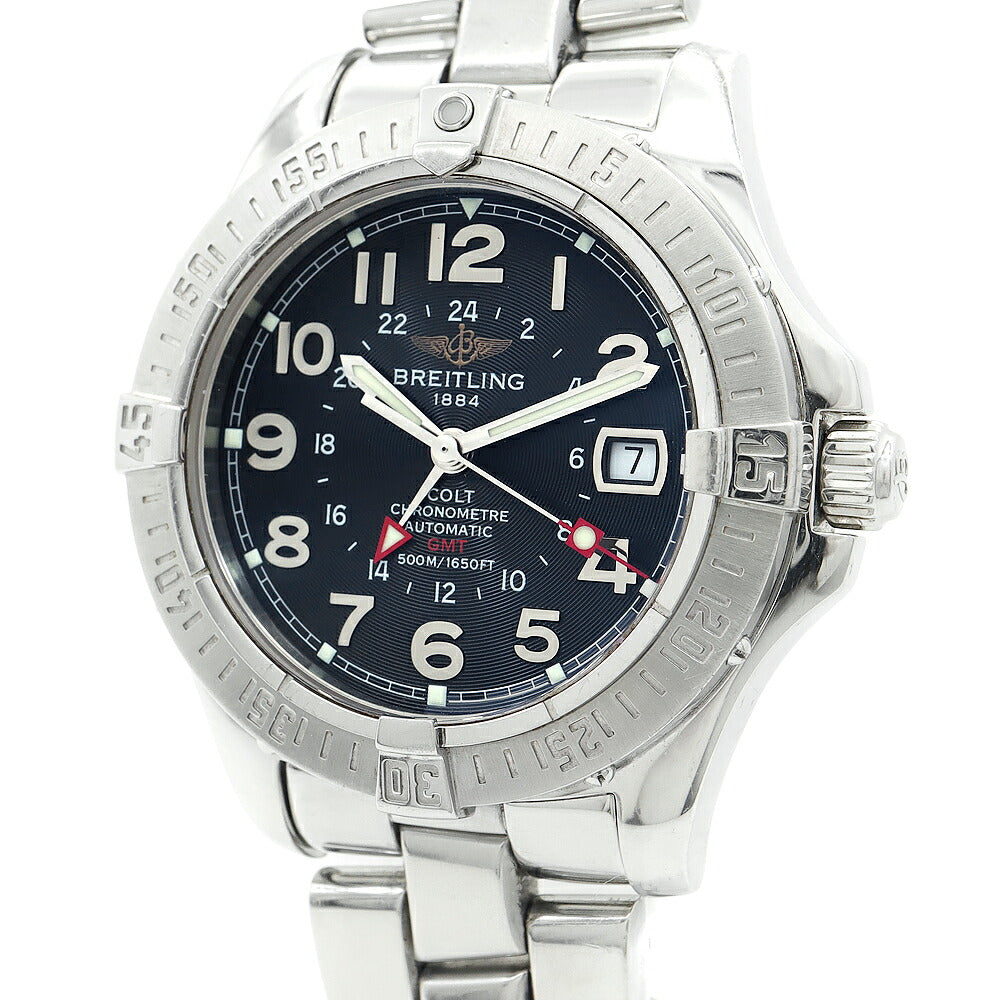 内部点検済 BREITLING ブライトリング エアロマリン コルト GMT A32350 デイト 500m防水 黒 ブラック SS ステンレス メンズ 自動巻き【6ヶ月保証】【腕時計】【中古】