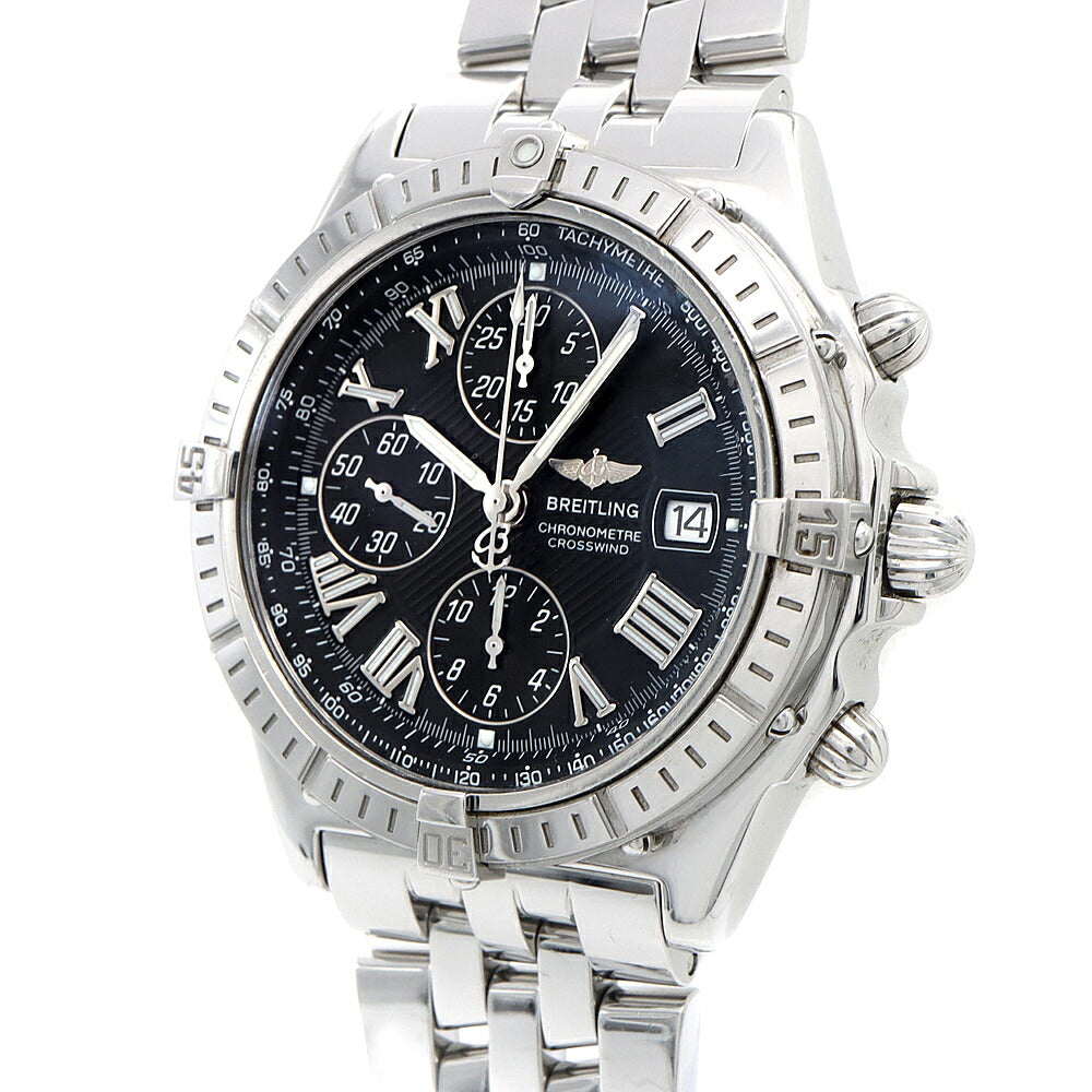 BREITLING ブライトリング クロスウィンド A13355 クロノグラフ デイト 100m防水 黒 ブラック SS ステンレス メンズ 自動巻き 【6ヶ月保証】【腕時計】【中古】