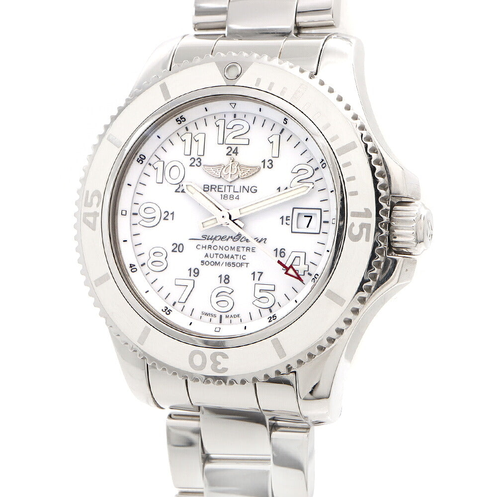 BREITLING ブライトリング スーパーオーシャンII 42 A17365 500m防水 デイト 白 ホワイト SS ステンレス メンズ 自動巻き【6ヶ月保証】【腕時計】【中古】