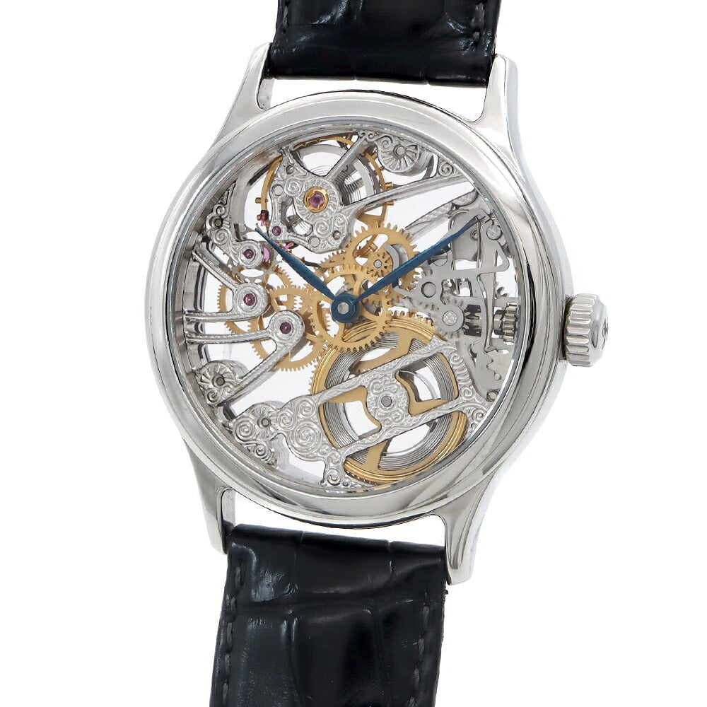 内部点検済 Jacques Etoile ジャッケ エトアール ユニタス 316L 30m防水 スケルトン SS ステンレス 純正ベルト 純正尾錠 メンズ 手巻き【6ヶ月保証】【腕時計】【中古】