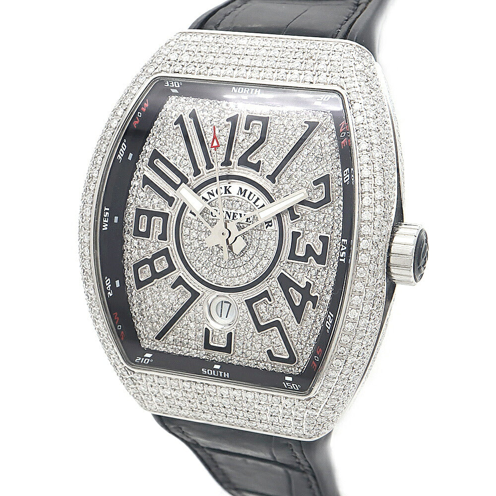 FRANCK MULLER フランクミュラー ヴァンガード ダイヤベゼル V45SCDT ダイヤモンド ダイヤ文字盤 デイト SS ステンレス アフターダイヤ メンズ 自動巻き【6ヶ月保証】【中古】【腕時計】