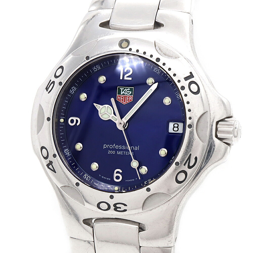 電池交換済 TAG Heuer タグホイヤー キリウム プロフェッショナル WL1116 デイト 200m防水 青 ブルー SS ステンレス メンズ クォーツ【6ヶ月保証】【腕時計】【中古】