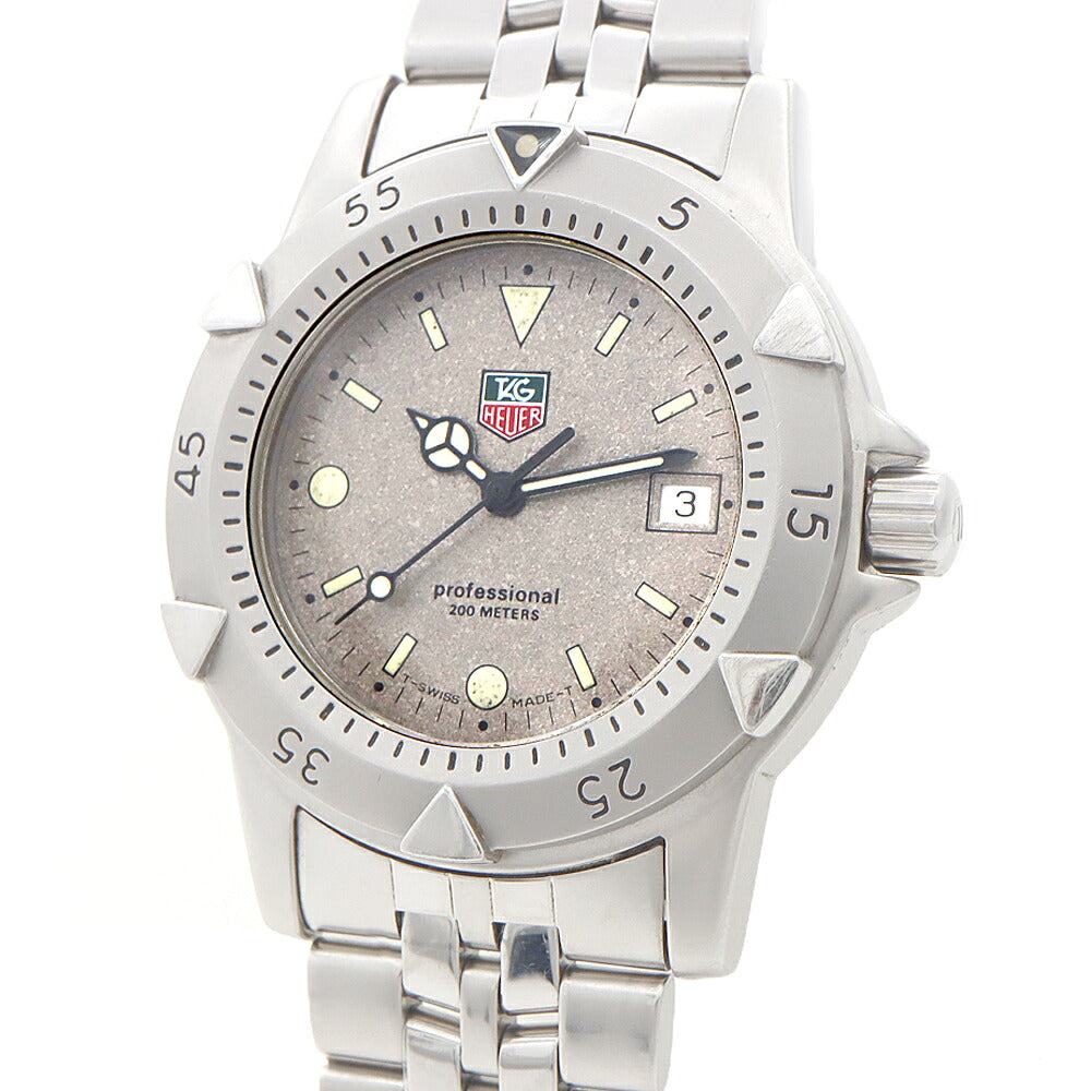 電池交換済 TAG Heuer タグホイヤー プロフェッショナル 1500シリーズ WD1211-K-20 デイト 200m防水 グレー SS ステンレス メンズ クォーツ【6ヶ月保証】【腕時計】【中古】