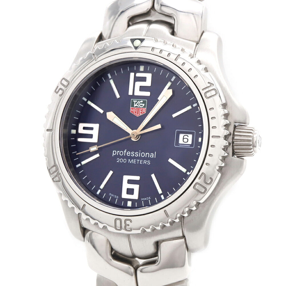 電池交換済 TAG Heuer タグホイヤー リンク プロフェッショナル WT1113 デイト 200m防水 青 ブルー SS ステンレス メンズ クォーツ【6ヶ月保証】【腕時計】【中古】