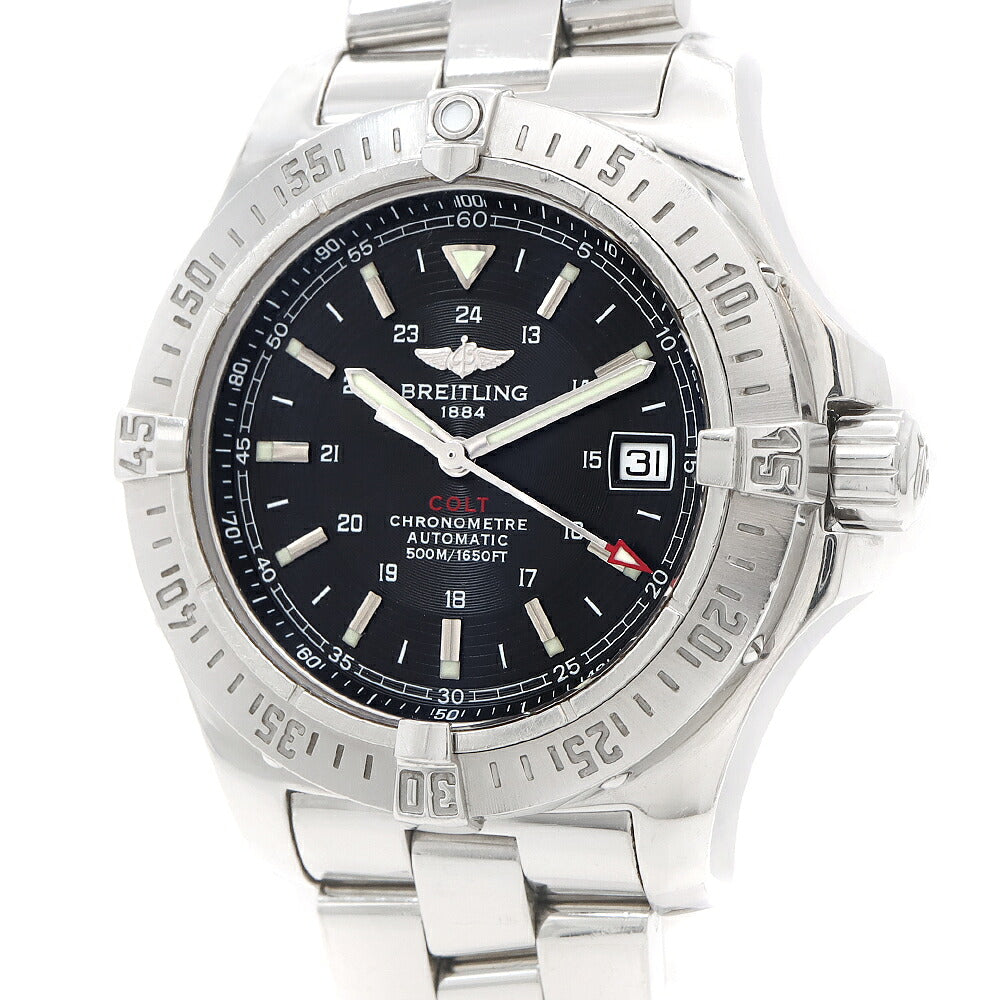 BREITLING ブライトリング コルト エアロマリン A17380 デイト 500m防水 黒 ブラック SS ステンレス メンズ 自動巻き【6ヶ月保証】【腕時計】【中古】