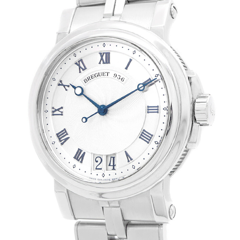Breguet ブレゲ マリーンII ラージデイト 5817ST 5817ST/12/SV0 裏スケ シルバー ギョーシェ SS ステンレス メンズ 自動巻き【6ヶ月保証】【腕時計】【中古】