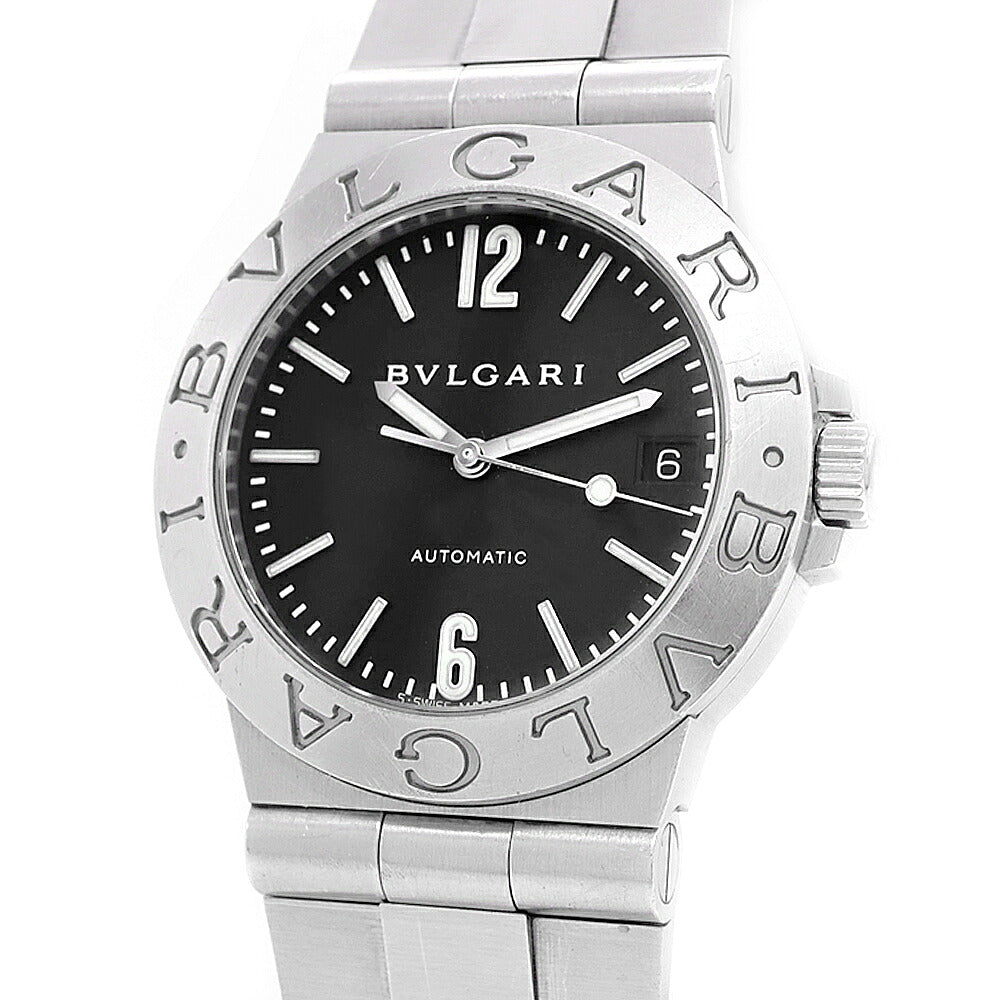 BVLGARI ブルガリ ディアゴノ スポーツ LCV35S デイト 黒 ブラック SS ステンレス メンズ 自動巻き【6ヶ月保証】【腕時計】【中古】