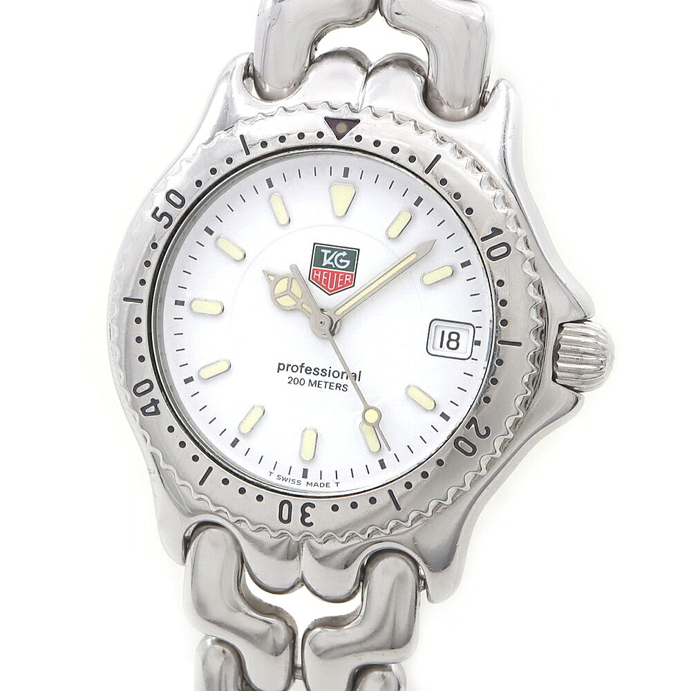 電池交換済 TAG Heuer タグホイヤー S/el セル プロフェッショナル WG1210-K0 デイト 200m防水 白 ホワイト SS ステンレス メンズ レディース ボーイズ クォーツ【6ヶ月保証】【腕時計】【中古】