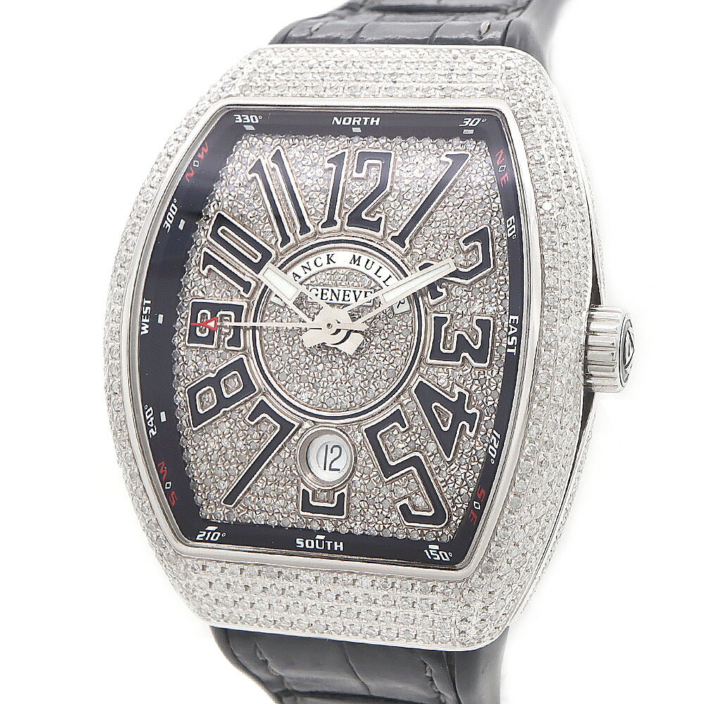 FRANCK MULLER フランクミュラー ヴァンガード ダイヤベゼル V41SCDT ダイヤモンド ダイヤ文字盤 デイト SS ステンレス アフターダイヤ メンズ 自動巻き【6ヶ月保証】【中古】【腕時計】