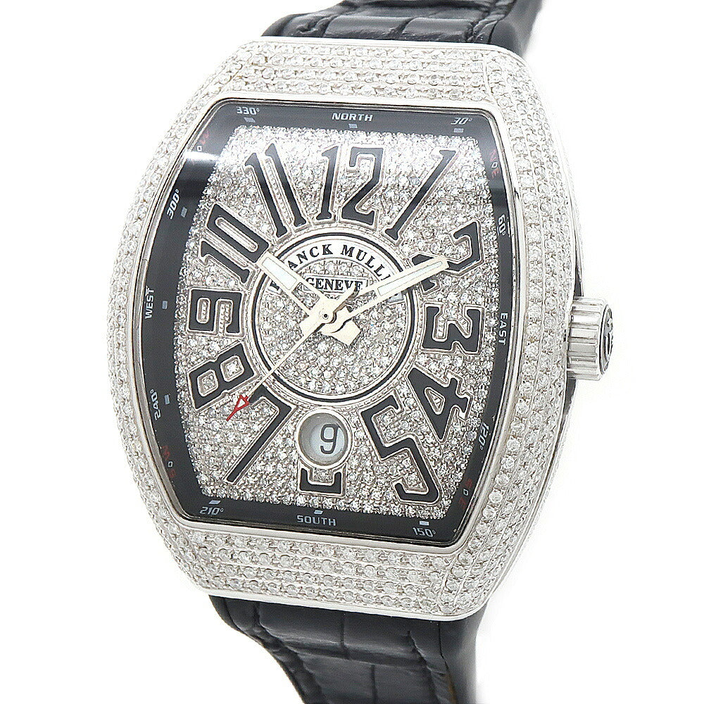 FRANCK MULLER フランクミュラー ヴァンガード ダイヤベゼル V41SCDT ダイヤモンド ダイヤ文字盤 デイト SS ステンレス アフターダイヤ メンズ 自動巻き【6ヶ月保証】【中古】【腕時計】
