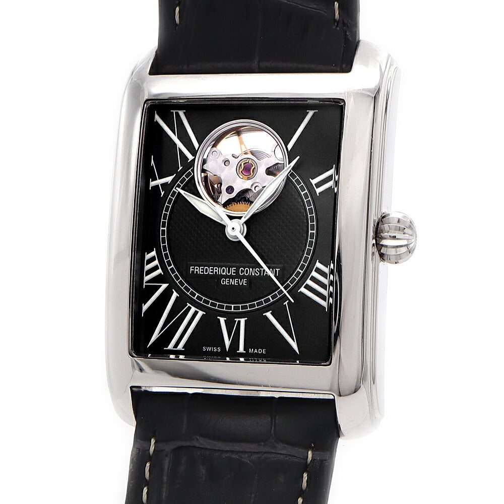 内部点検済 FREDERIQUE CONSTANT フレデリックコンスタント クラシック カレ ハートビート FC-303/310/315X4C34/6 オープンハート 裏スケ 黒 ブラック SS ステンレス 純正ベルト 純正尾錠 メンズ 自動巻き【6ヶ月保証】【腕時計】【中古】
